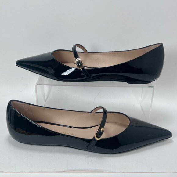 Stuart Weitzman Emilia Patent Leather Mary Jane Pointed Toe Women Flats Sz 9.5B - Picture 2 of 11